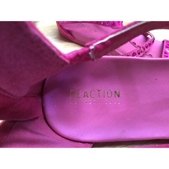 Kenneth Cole Reaction Slim Jewel Gladiator Flats Sandals Women's 8.5 Pink Zipper - Picture 7 of 7